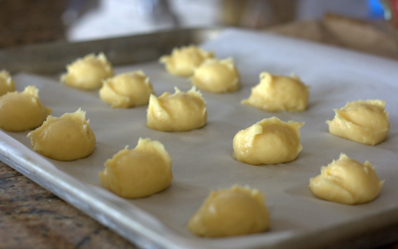 portioned dough on baking sheet