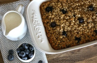 This Baked Blueberry Oatmeal is the perfect addition to a breakfast or brunch. This gorgeous dish is served hot with fresh cream or milk drizzled on top.