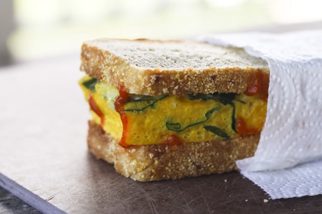 This protein packed breakfast sandwich would be a great start to your day! 