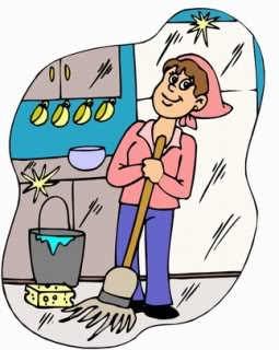 Cartoon of a person with a mop.