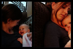 Collage of a person holding a baby.