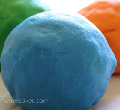 Colorful balls of homemade play dough.