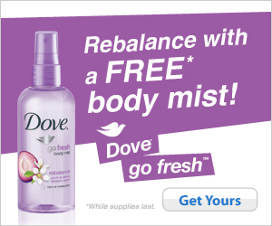 {gone}Free Sample Dove Body Mist - Happy Money Saver