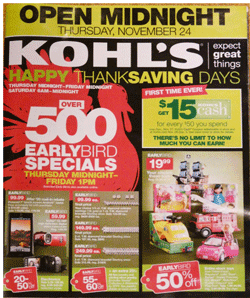 Kohl's ad for Black Friday 2011.