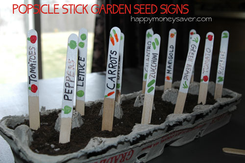 Popsicle Stick Garden seed signs