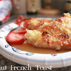 French toast with text "Coconut French Toast."