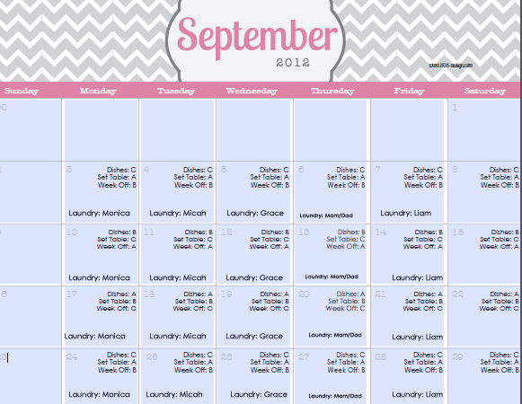 Printable Family Routine Chart