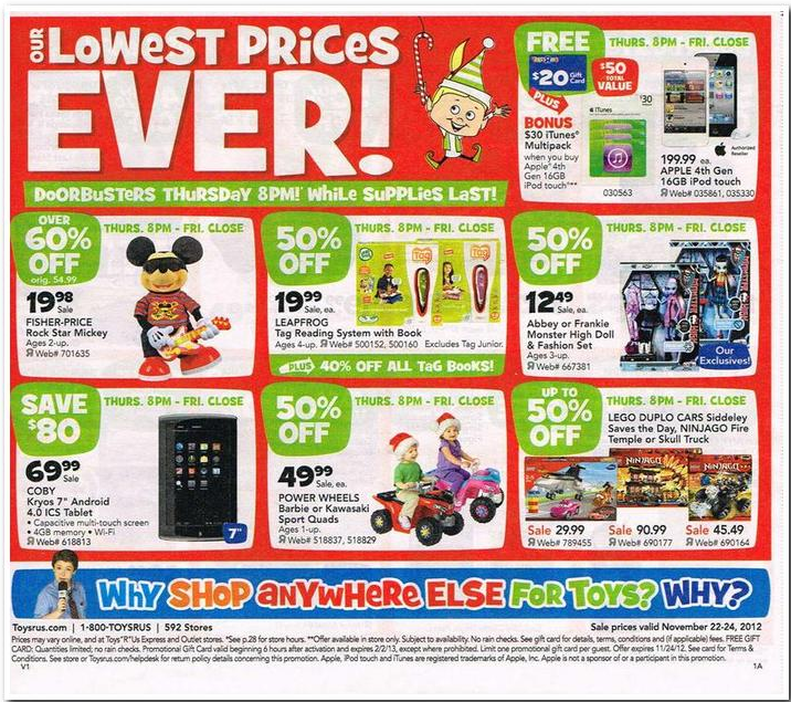 Toys R Us ad for Black Friday 2012.