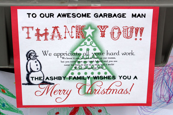 Happy Thoughts Thanking the Garbage Man Happy Money Saver