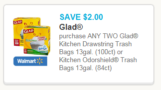 New $2/2 Glad Kitchen Trash Bags Coupon with Walmart Deal - Happy Money ...