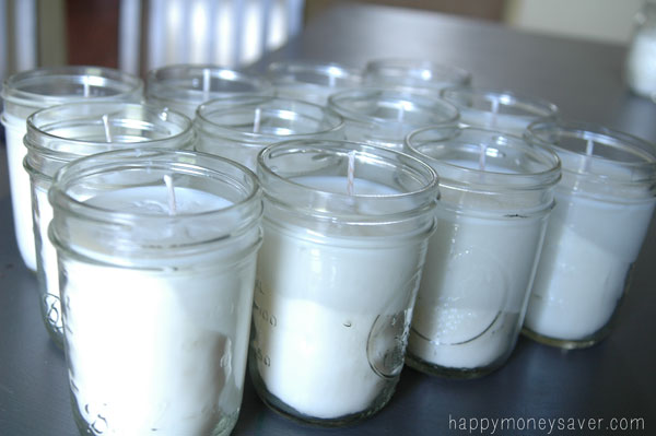 So quick & easy making your own 50 Hour Soy Survival Candles. They cost under $2.00 each too. #survival happymoneysaver.com