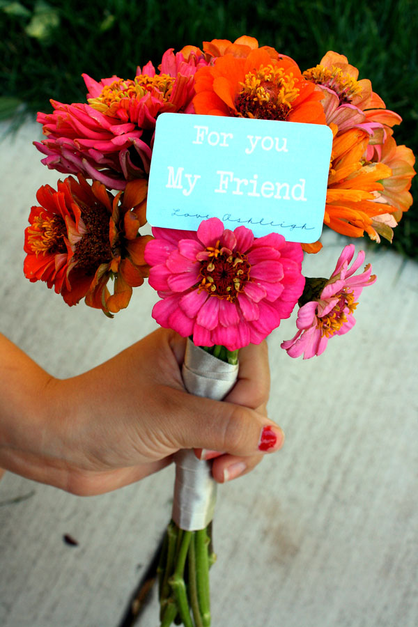 Pick a bouquet of flowers from your garden for a friend