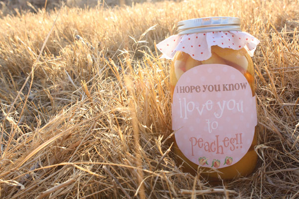 {I hope you know I love you to Peaches!} Turn a jar of freshly canned peaches into a cute gift for a friend.