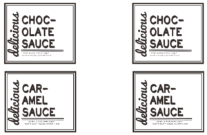 free printable for homemade chocolate and caramel sauce