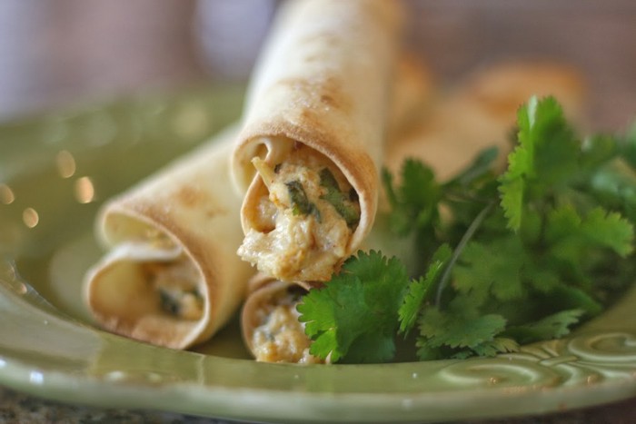 Crispy Homemade Chicken Taquitos - with creamy cilantro and pepperjack cheese