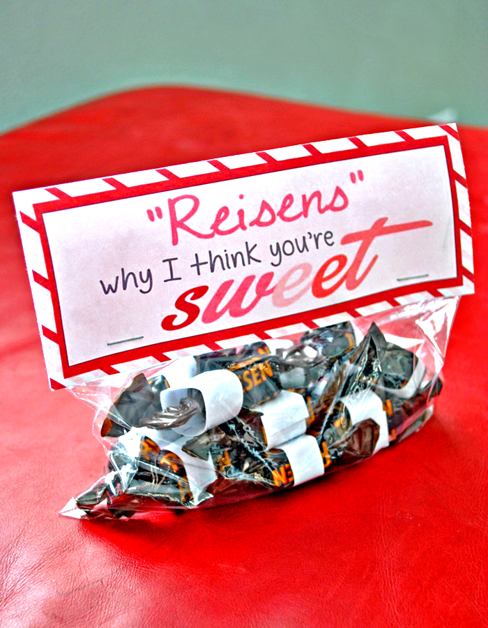 Bag of Reisens labeled \"\'Reisens\' why I think you\'re sweet.\"