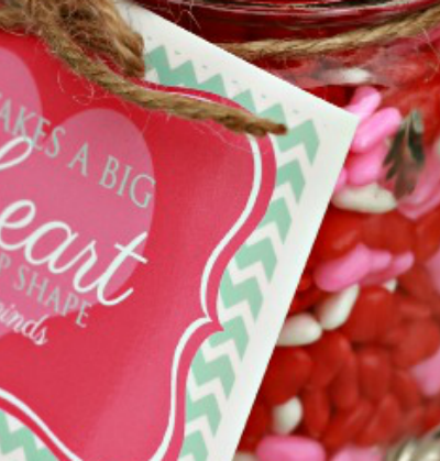 Jar of candy labeled "It Takes A Big heart to Help Shape little minds."