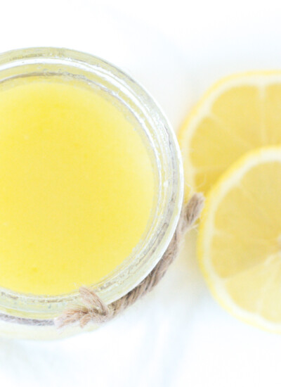 Homemade Lemon Exfoliator. Not only does this work great on my face, but my lips have never been so soft!