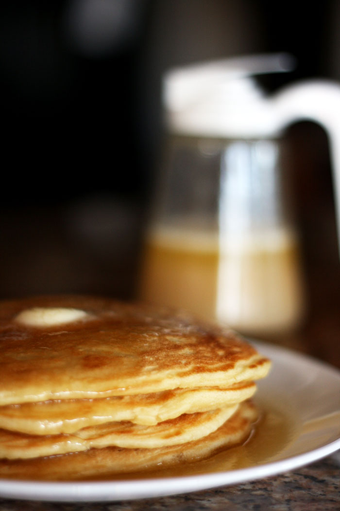 A new favorite-This easy homemade Buttermilk pancake recipe is amazing! I love that it freezes well for an easy and quick breakfast!
