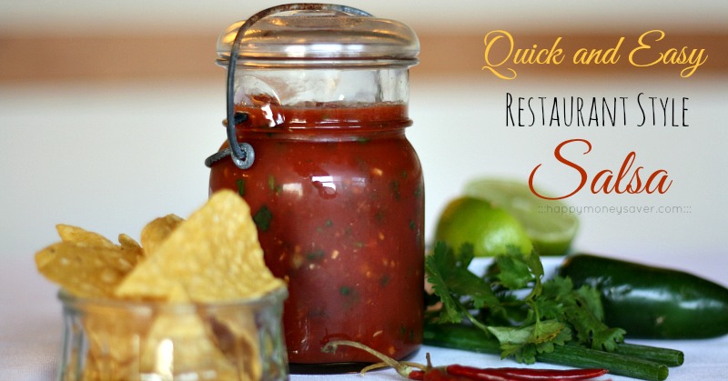 Quick and Easy Restaurant Style Salsa- Best Salsa Recipe out there! Uses a secret ingredient to make it taste like an authentic restaurant salsa. YUM! #salsa #recipes #cincodemayo 