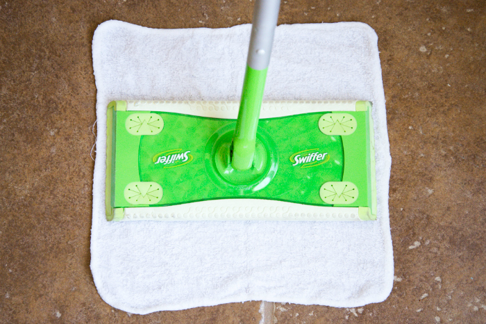 Make your own swiffer wet pads using 11"x11" cleaning rags. Only 3 simple ingredients!