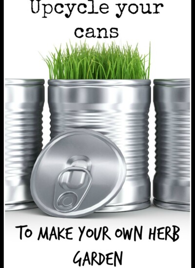 Use old cans to make an indoor herb garden! SO fast and easy--you probably already have all the items to make it in your house!