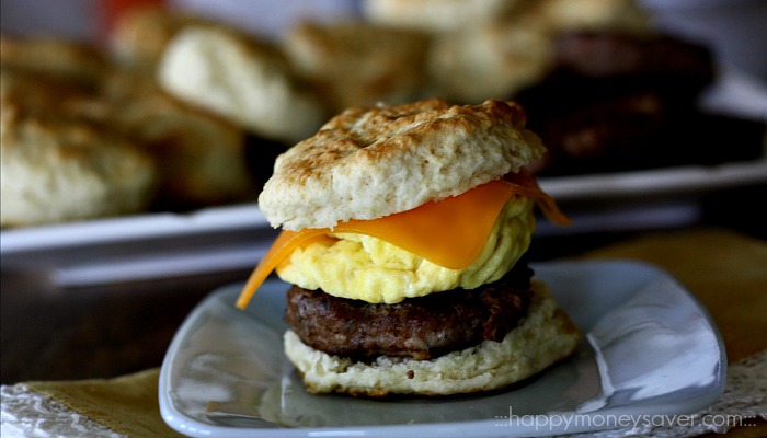 These sausage egg and cheese biscuits are my absolute favorite freezer meal breakfast sandwiches. So easy to put together and make for a quick and yummy breakfast. #freezermeals 