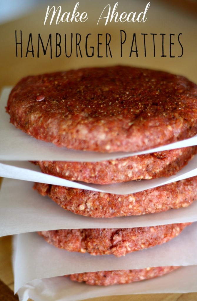 These make ahead hamburger patties are easy to put together and have great flavor. The patties freeze nicely making it a quick and easy freezer meal. 