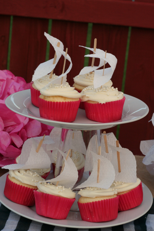 Nautical Themed Baby Shower Sailboat Cupcakes