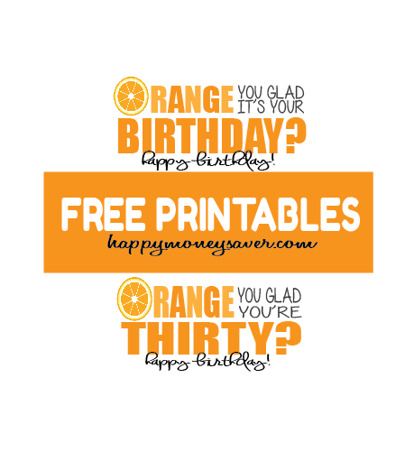 Choose from two printables for this Orange Basket Package. #happythoughts #happybirthday #orange