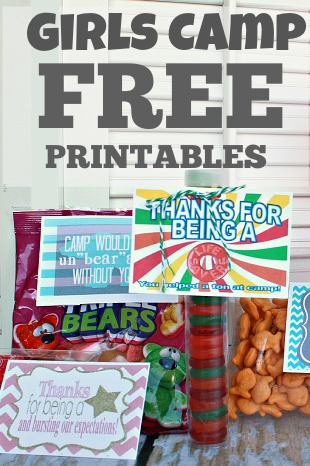 These Girls camp free printables are a sure way to put a smile on someone's face as they are at camp. Poprocks, bubbles, oreos, starburst candy ideas + more