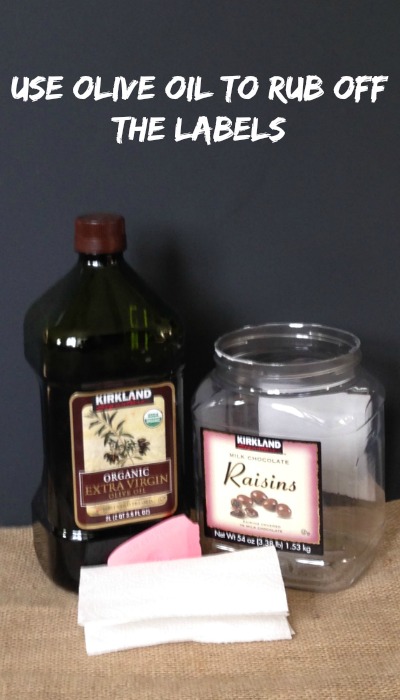 Use olive oil to rub off the labels off of old containers! So easy!