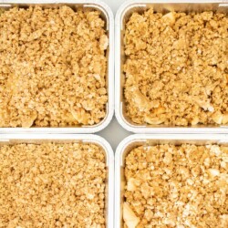 Four trays of old fashioned apple crisp.