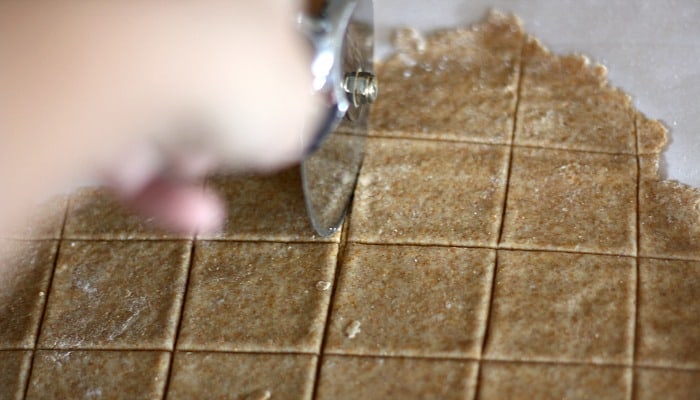 These Homemade Wheat Thin Crackers take about 10 minutes to make, taste better than store bought and are made with real ingredients that you can actually pronounce.
