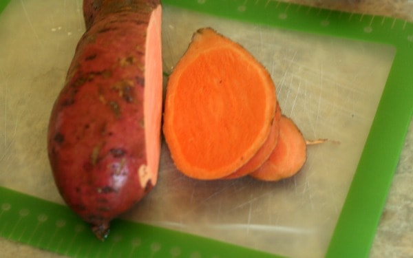 cut up sweet potatoes and bake for natural dog treats