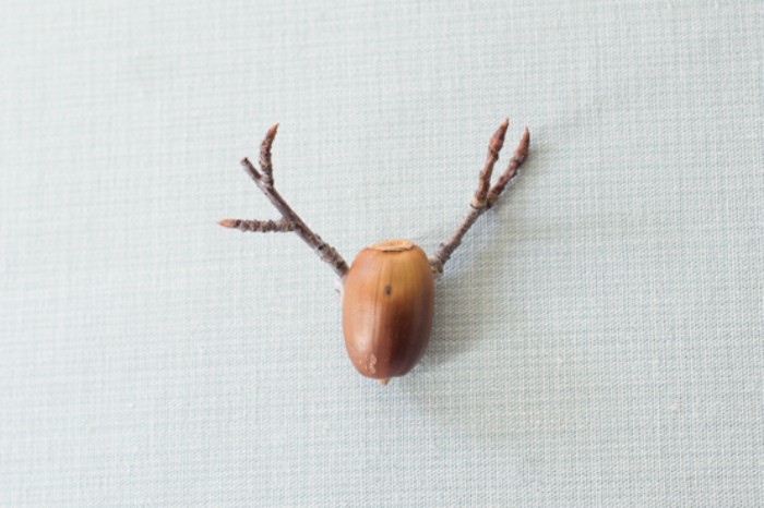 Use an acorn and twigs to make the cutes fauxidermy napkin rings there ever were.