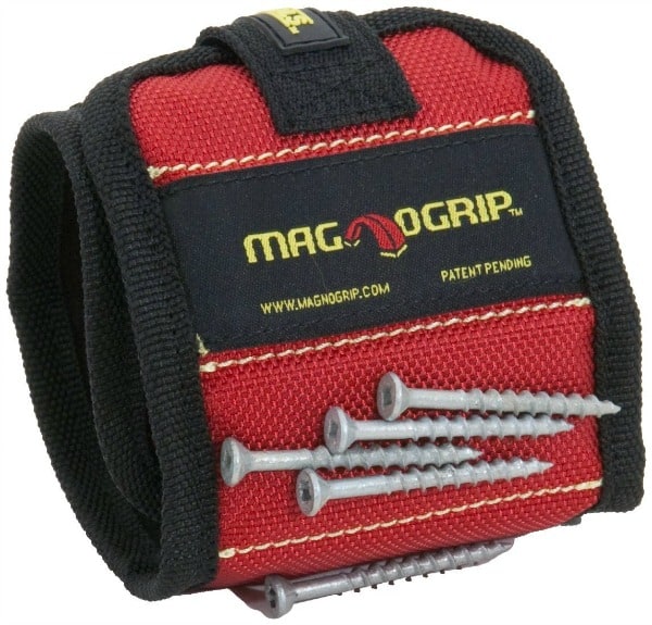 A black and red Magnogrip with metal screws on the outside of it.