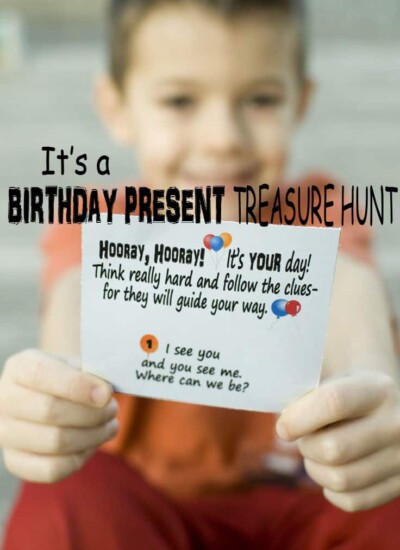 Look no further, you have found the best activity for your child! Use this Birthday Present Treasure Hunt and you won't be disappointed! #happythoughts #birthday #treasurehunts