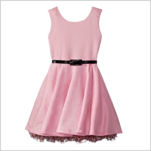pink belted dress