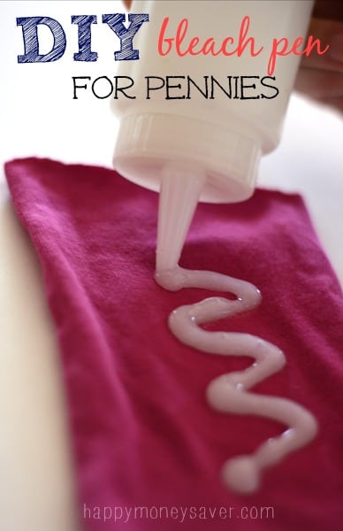 Make your own bleach pen for pennies on the dollar! 3 simple ingredients make this homemade hack a no-brainer! happymoneysaver.com