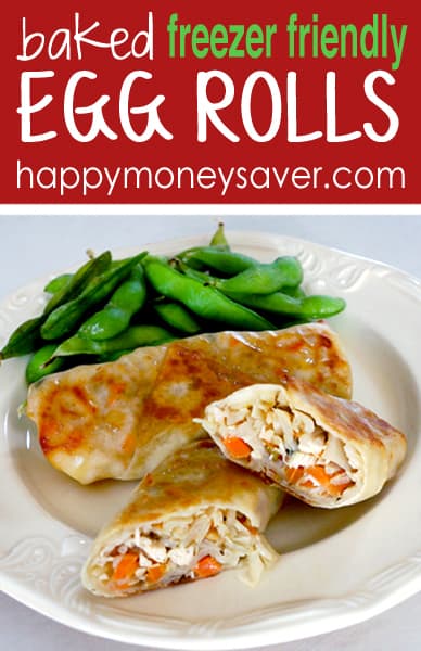 This baked egg roll recipe is freezer friendly and is great to have on hand for your hungry crew! Making your own baked egg rolls is healthy, easy and fun! happymoneysaver.com