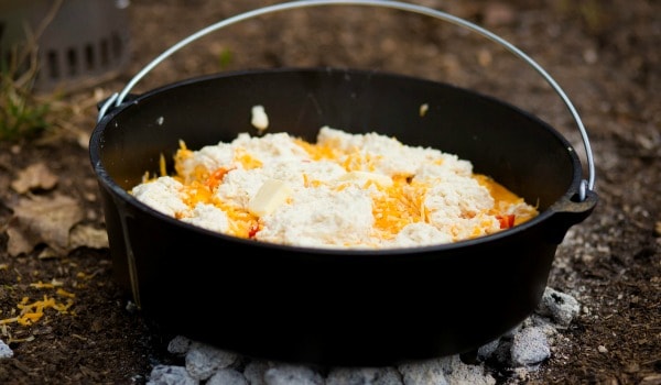 This 5 Layer Dutch Oven Country Breakfast from happymoneysaver.com is one of the very best camping meals. #campingmeals #campingrecipes #dutchoven #camping