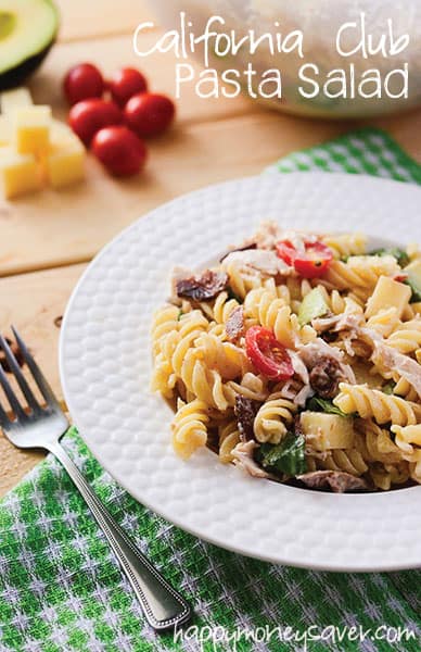 California Club Pasta Salad - a simple pasta salad recipe and new take on a classic sandwich! | happymoneysaver.com