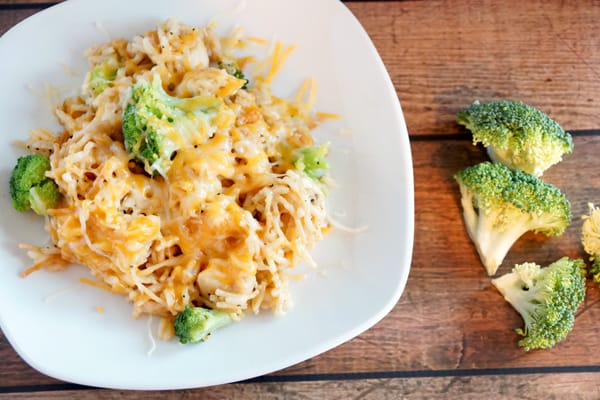 Cheesy Chicken Broccoli Rice Casserole {Freezer Meal}