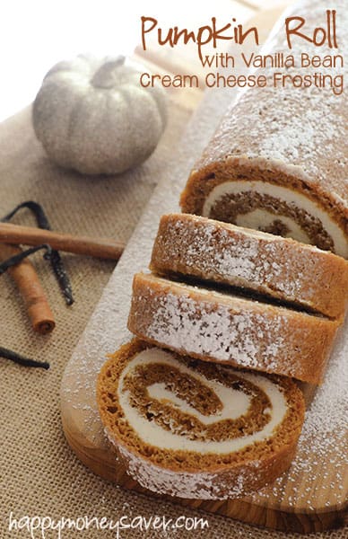 pumpkin roll with vanilla bean frosting