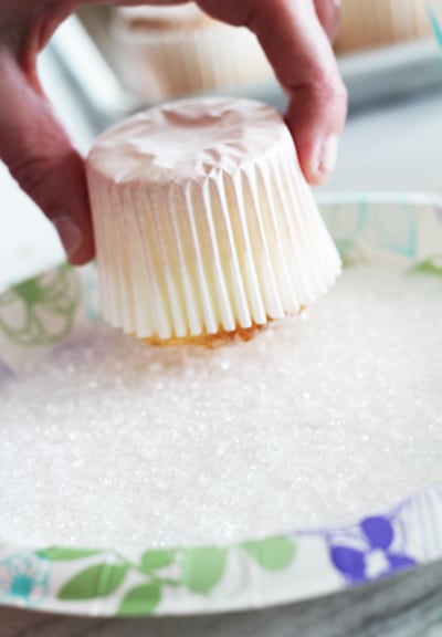 Berries on a Cloud Cupcake recipe - the secret is dipping the angel food cake layer into sugar sprinkles. To DIE FOR!!!