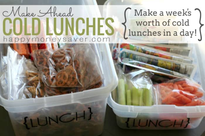 An amazing idea for dealing with kids lunches! Making a bunch of items in one day for the week so there is no stress during the week!