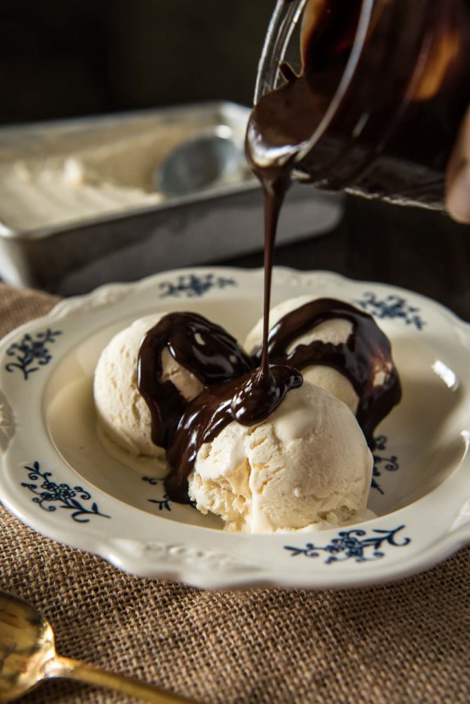 This No-Churn Homemade Vanilla Ice Cream recipe is SO easy - no extra appliances required! (Top it with Freezer Friendly Hot Fudge Sauce for a real treat!) | happymoneysaver.com