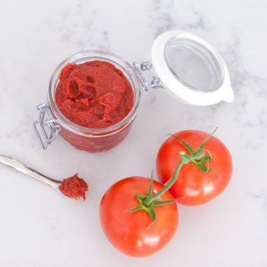 homemade ketchup from fresh tomatoes in a jar