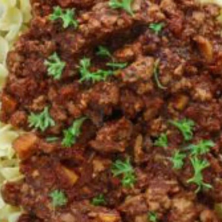 Turkey Bolognese over noodles.